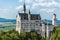 Magnificent fairy-tale castle Neuschwanstein, the main tourist attraction of the Bavarian Alps on a beautiful summer