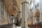 Magnificent gothic Nave inside York Minster, historic cathedral built in English gothic architectural style, UK