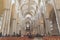 Magnificent gothic Nave inside York Minster, historic cathedral built in English gothic architectural style, UK