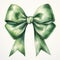 A magnificent green bow on a white background using Watercolor. Generative AI