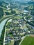 Magnificent high angle view of the Salzach River and surroundings from the medieval Hohenwerfen Castle in Austria