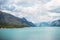 magnificent landscape with Gjende lake Besseggen ridge Jotunheimen National