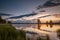 Magnificent long exposure lake sunset