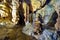 The magnificent and majestic caves of Diros in Greece. A spectacular sight of stalacites and stalagmites.