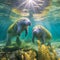 Magnificent Manatees Grazing on Vibrant Seagrass