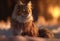 a magnificent  Manx cat on snow made with Generative AI