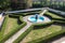 Magnificent palace labyrinth garden with fountain