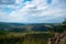 Magnificent panoramic view of the forest and beautiful blue sky.