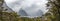 Magnificent panoramic view of Milford Sound during rainy weather, New Zealand