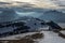 Magnificent panoramic view from rigi into swiss snowy alps