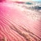 A magnificent pink beach with golden sand. Dreamy concept. Glitter luxury photo