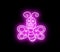 Magnificent pink butterfly illuminated in neon with decoration and nocturnal light