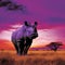 Magnificent Rhino Silhouette against Twilight Sky