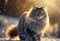 a magnificent  Siberian cat on snow made with Generative AI