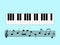 Magnificent simple design of piano keys with different musical notes