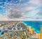 Magnificent skyline of Miami Beach at sunset, aerial view