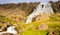 The magnificent summer view of Dynjandifoss Dynjandi Waterfall, jewels of the Westfjords, Iceland.