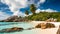 Magnificent sunny beach in Seychelles banner relax