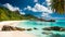 Magnificent sunny beach in Seychelles banner relax coastline summer tropical beautiful