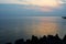 Magnificent sunrise over the sea off the coast of Sicily