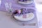 Magnificent table appointments of a classical wedding in lilac color