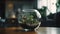 Magnificent terrarium ecosystem with vibrant plant life and reflective glass