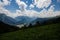 magnificent view of Caucasus Mountains and sky