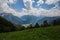 magnificent view of Caucasus Mountains and sky