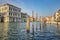 The magnificent view of gondolas port andold houses in Venice in Italy