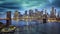 a magnificent view of the lower Manhattan and Brooklyn Bridge