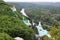 Magnificent view from the mountain to the Svyatogorsk Lavra, the river and the forest