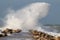 Magnificent wave crashes on North Jetty in Venice, Florida