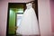 Magnificent wedding dress on hanger