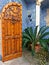 Magnificent wood door in the entrance of a Palace in Catalonia