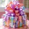 Magnificently Decorated Gift with Colorful Bows and Ribbons