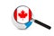 Magnified flag of Canada with Earth Globe