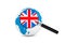 Magnified flag of England with Earth Globe