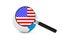 Magnified flag of USA with Earth Globe