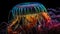 A magnified portrayal of a jellyfish tentacles. AI generated