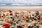 magnified view of microplastics in sand from a beach