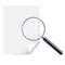 Magnifier And Blank Note Paper Isolated White Background