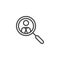 Magnifier and businessman line icon