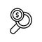 magnifier dollar coin icon. Simple line, outline vector elements of bankruptcy icons for ui and ux, website or mobile application