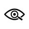 Magnifier with eye outline icon. Find icon, investigate concept symbol. Eye with magnifying glass. Appearance, aspect, look, view.