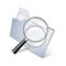 Magnifier and folder with papers - realistic search icon