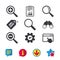 Magnifier glass icons. Plus and minus zoom tool.