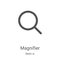 magnifier icon vector from basic ui collection. Thin line magnifier outline icon vector illustration. Linear symbol for use on web