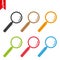 Magnifier icon. Zoom in zoom out sign. Magnifying glass vector icon. Search icon. Find symbol. Loupe outline icon