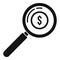 Magnifier money estimator icon, simple style