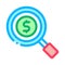 Magnifier Money Icon Vector Outline Illustration